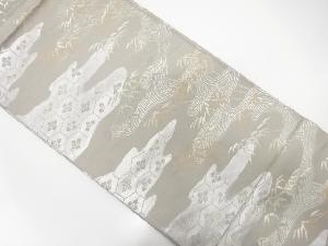 アンティーク　霞に流水・笹模様織出し袋帯（着用可）